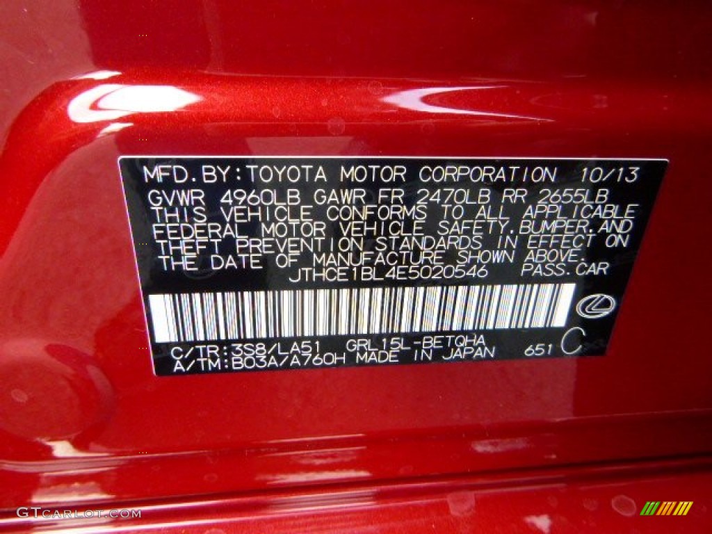 2014 GS Color Code 3S8 for Riviera Red Photo #88008986