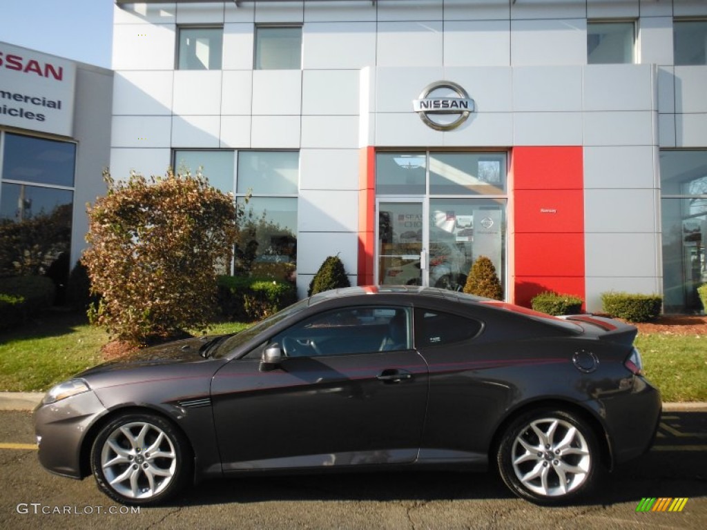 2008 Tiburon GT - Carbon Gray / GT Black Leather/Black Sport Grip photo #2