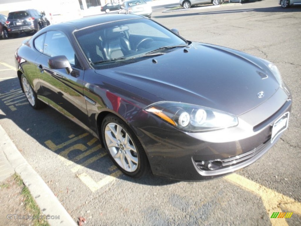 2008 Tiburon GT - Carbon Gray / GT Black Leather/Black Sport Grip photo #8