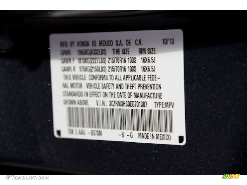 2014 CR-V Color Code B570M for Twilight Blue Metallic Photo #88016805
