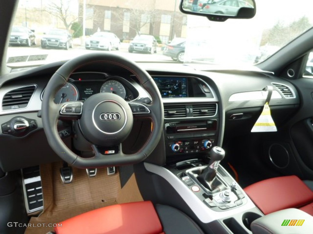 2014 Audi S4 Premium plus 3.0 TFSI quattro Black/Magma Red Dashboard Photo #88016913