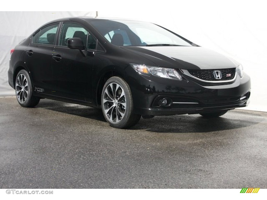 2013 Civic Si Sedan - Crystal Black Pearl / Black photo #1