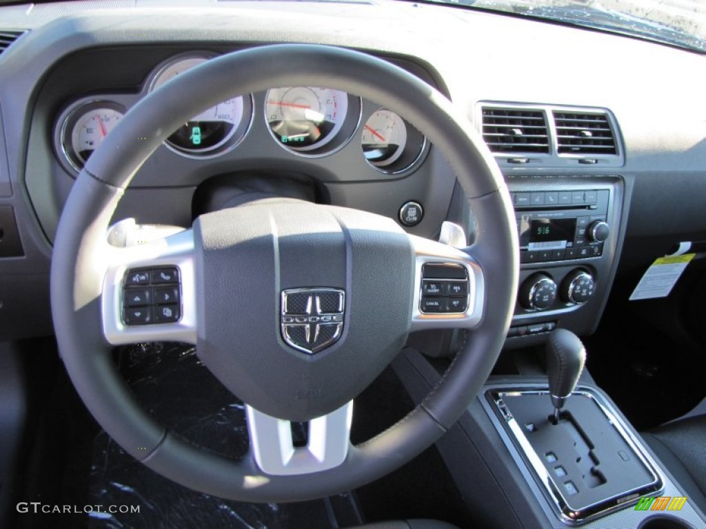 2014 Dodge Challenger R/T Dark Slate Gray Steering Wheel Photo #88024685