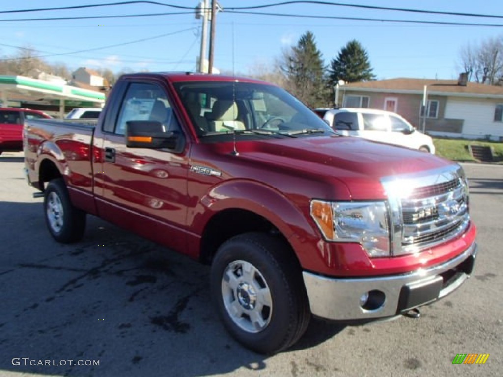 2014 F150 XLT Regular Cab 4x4 - Ruby Red / Pale Adobe photo #3