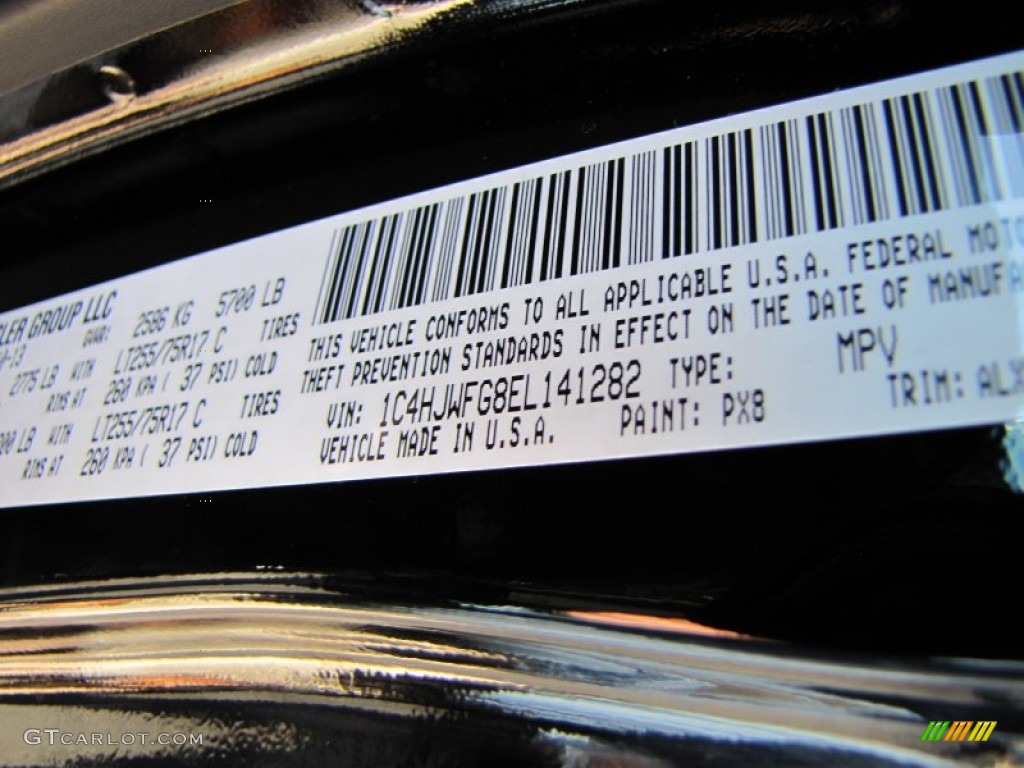 2014 Wrangler Unlimited Color Code PX8 for Black Photo #88030339