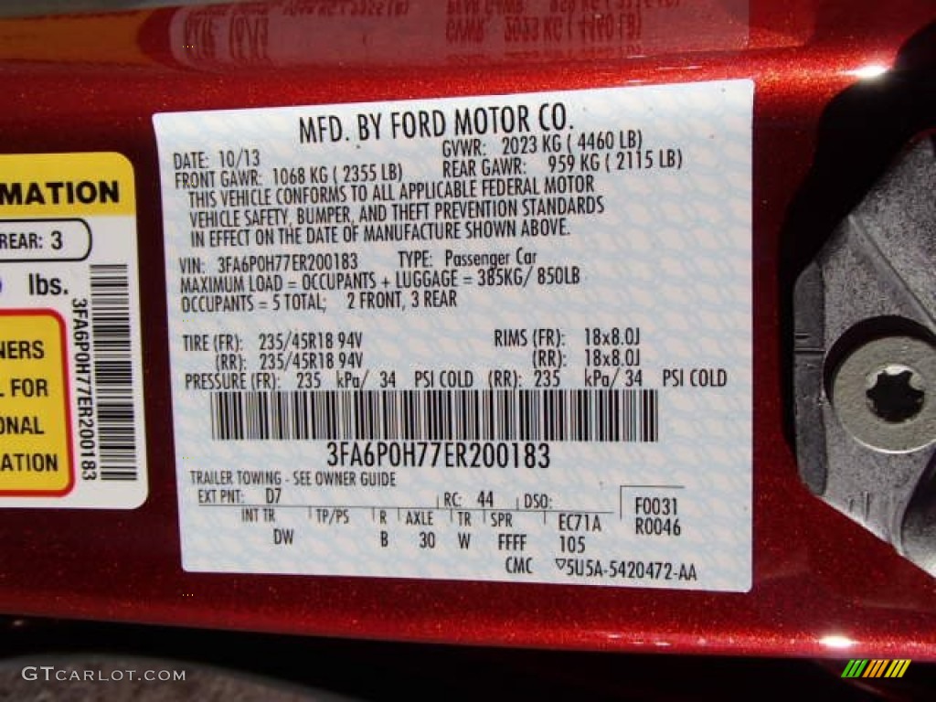 2014 Fusion Color Code D7 for Sunset Photo #88030475