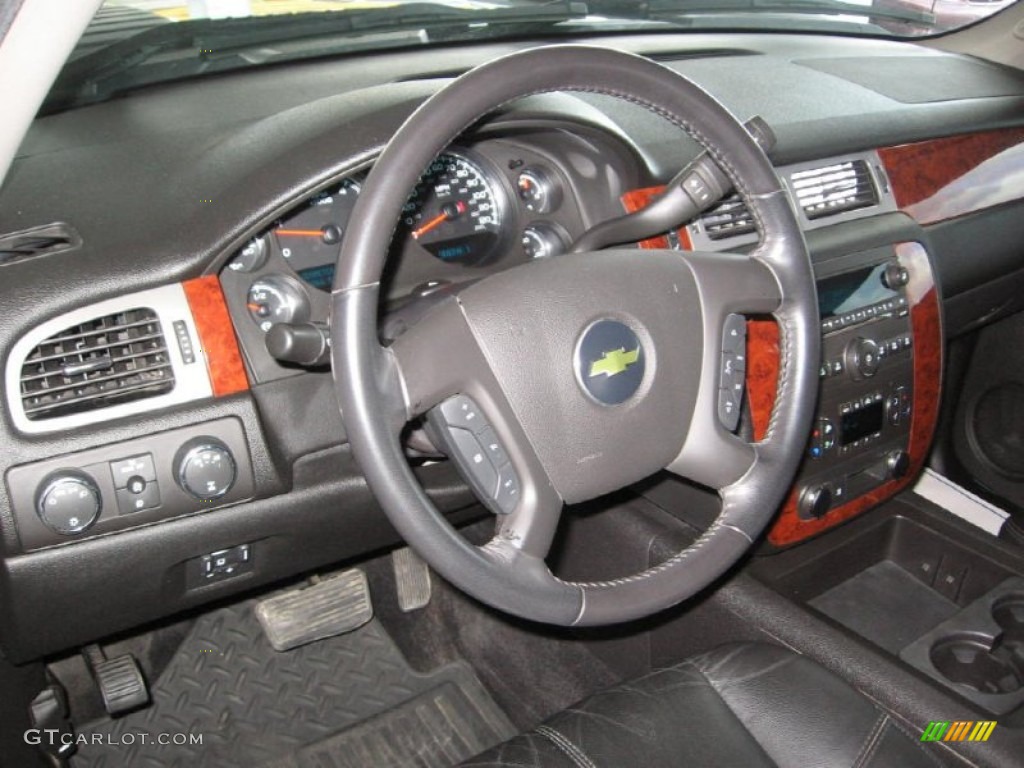 2011 Chevrolet Silverado 2500HD LTZ Crew Cab 4x4 Ebony Steering Wheel Photo #88034621