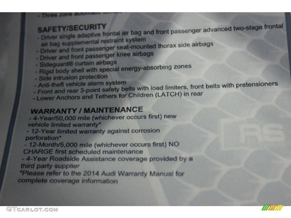 2014 Audi RS 5 Coupe quattro Window Sticker Photo #88037603