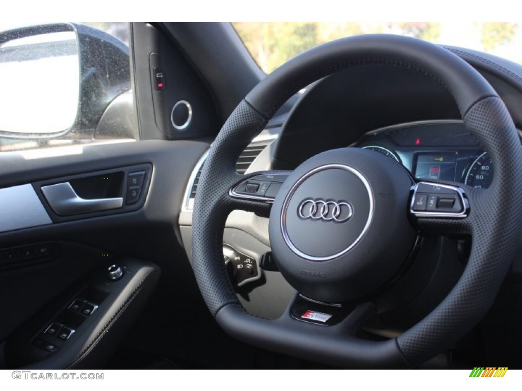 2014 Audi Q5 3.0 TFSI quattro Black Steering Wheel Photo #88038284