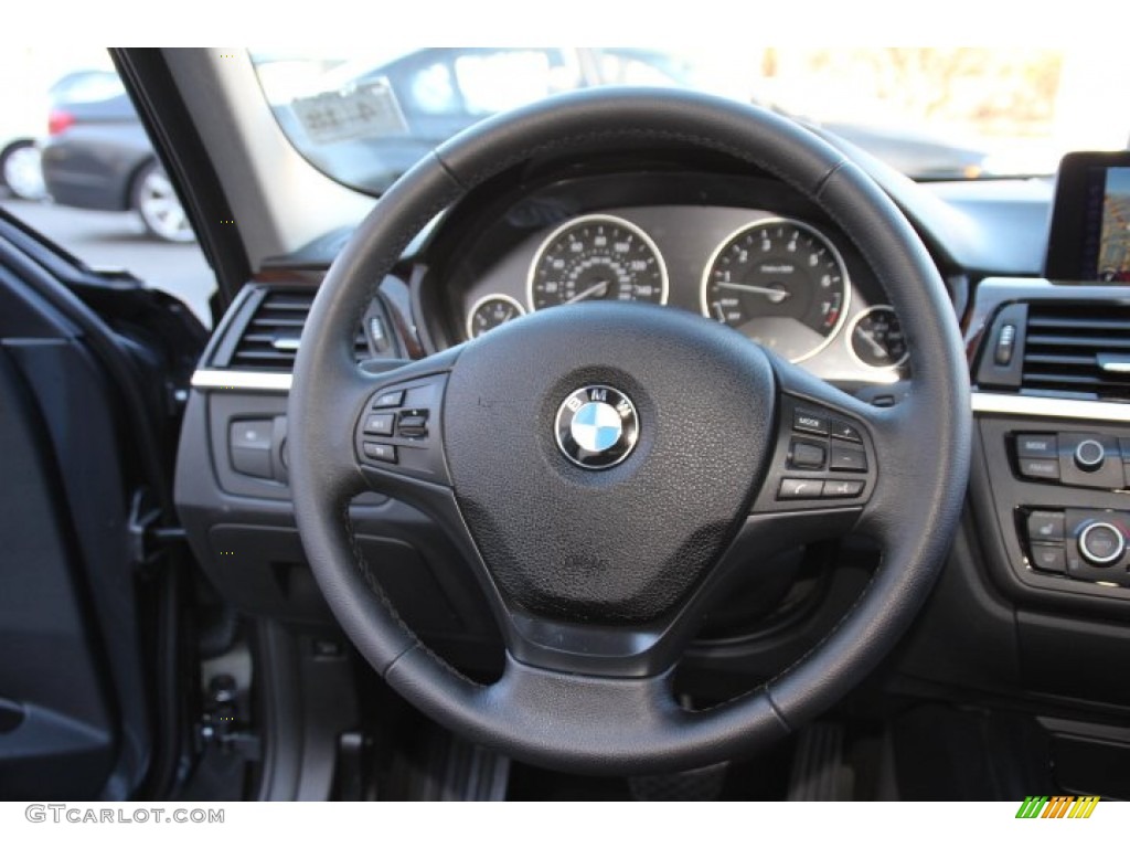2013 BMW 3 Series 328i xDrive Sedan Black Steering Wheel Photo #88038589
