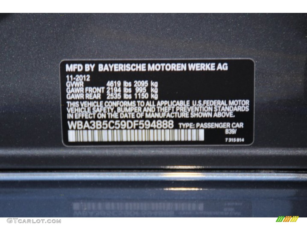 2013 3 Series Color Code B39 for Mineral Grey Metallic Photo #88039002