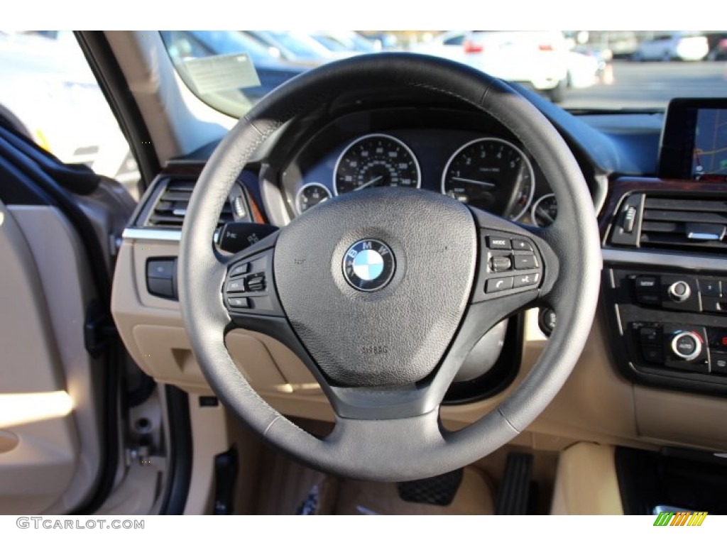 2013 BMW 3 Series 328i xDrive Sedan Venetian Beige Steering Wheel Photo #88039346