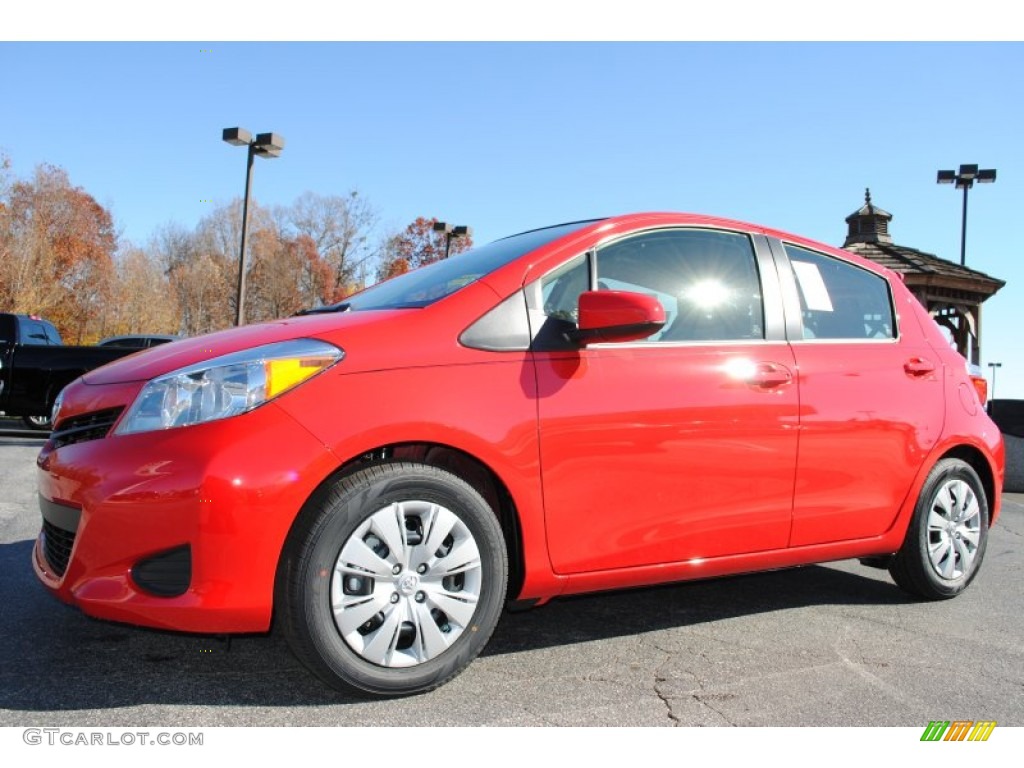 Absolutely Red 2014 Toyota Yaris L 3 Door Exterior Photo #88042607