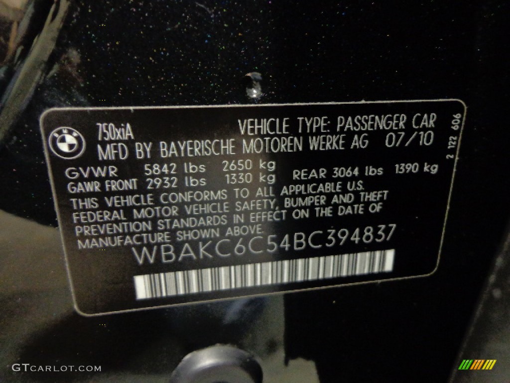 2011 7 Series 750i xDrive Sedan - Black Sapphire Metallic / Oyster/Black Nappa Leather photo #20