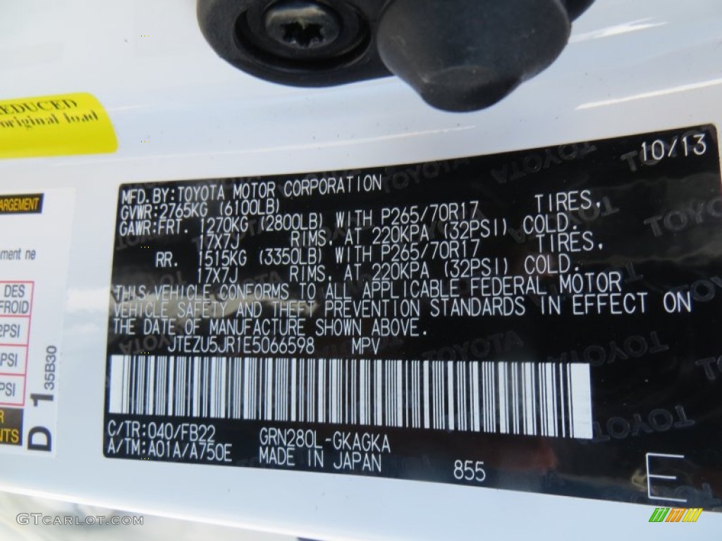 2014 4Runner Color Code 040 for Super White Photo #88055558