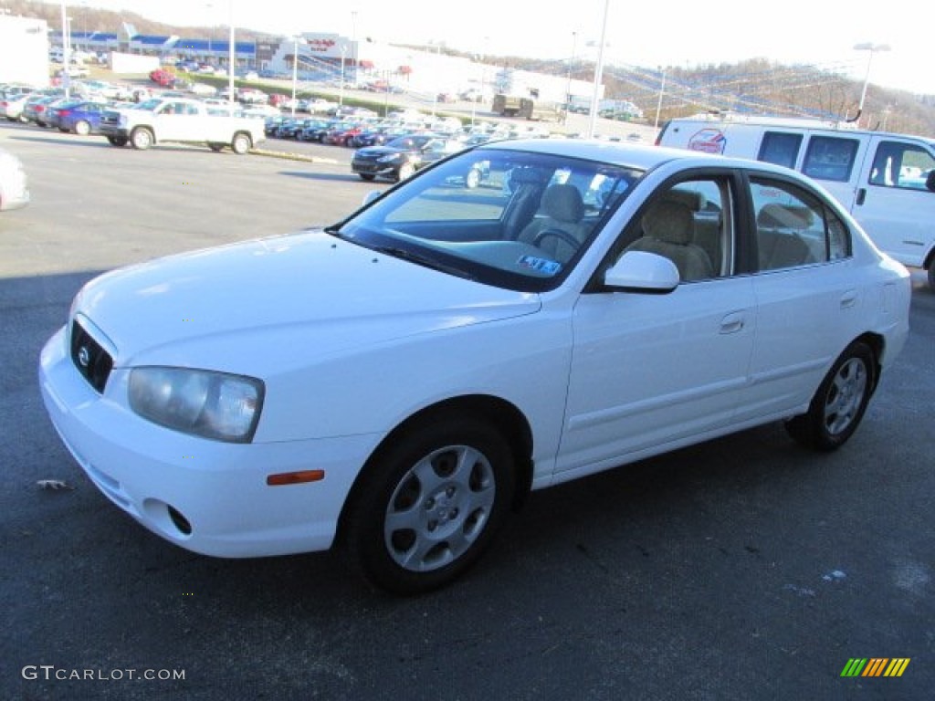 2002 Elantra GLS Sedan - Nordic White / Beige photo #5