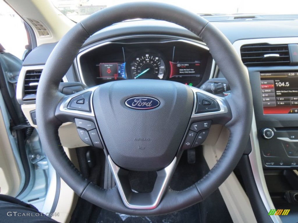 2014 Ford Fusion Hybrid SE Dune Steering Wheel Photo #88071062