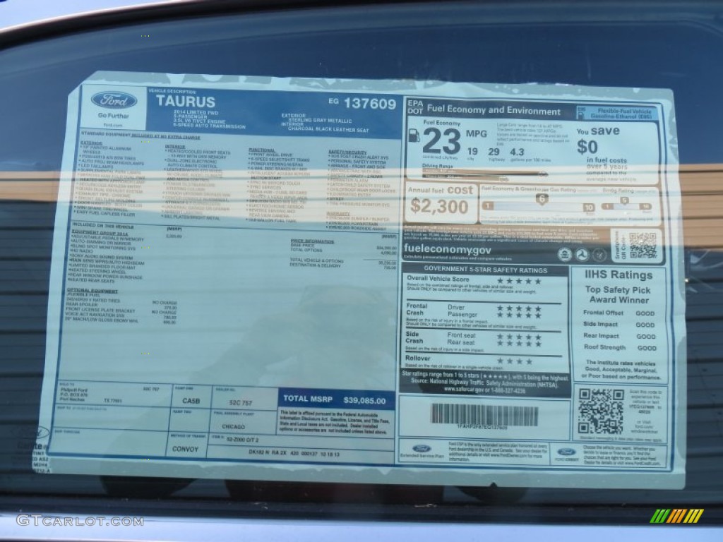 2014 Ford Taurus Limited Window Sticker Photos
