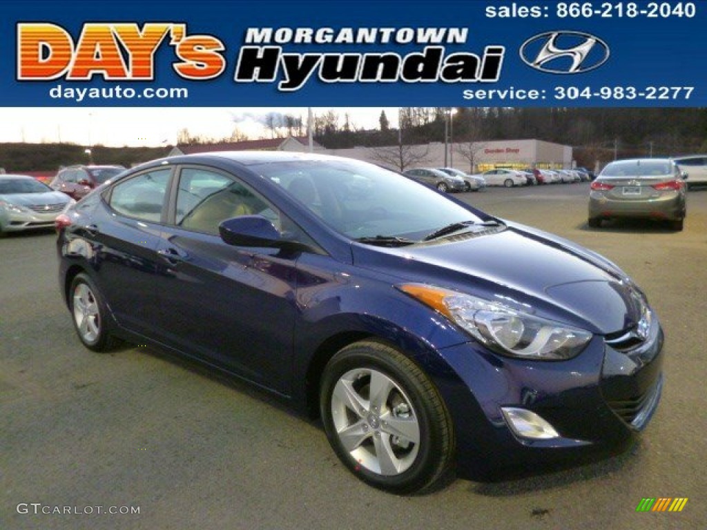 2013 Elantra GLS - Indigo Night / Beige photo #1