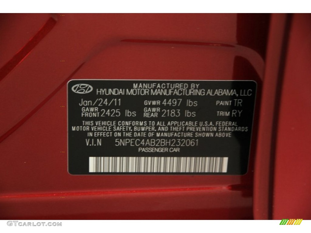 2011 Sonata SE 2.0T - Venetian Red / Black photo #16