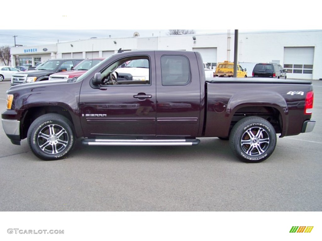 2008 Sierra 1500 SLE Extended Cab 4x4 - Dark Crimson Metallic / Light Cashmere photo #8