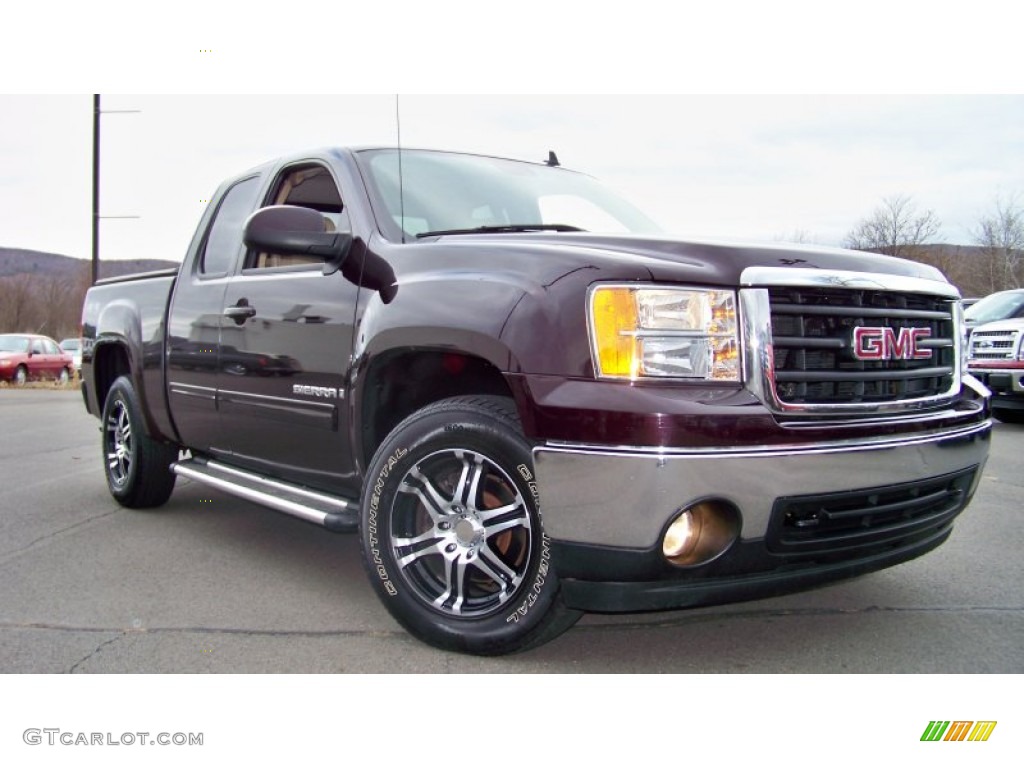 2008 Sierra 1500 SLE Extended Cab 4x4 - Dark Crimson Metallic / Light Cashmere photo #18