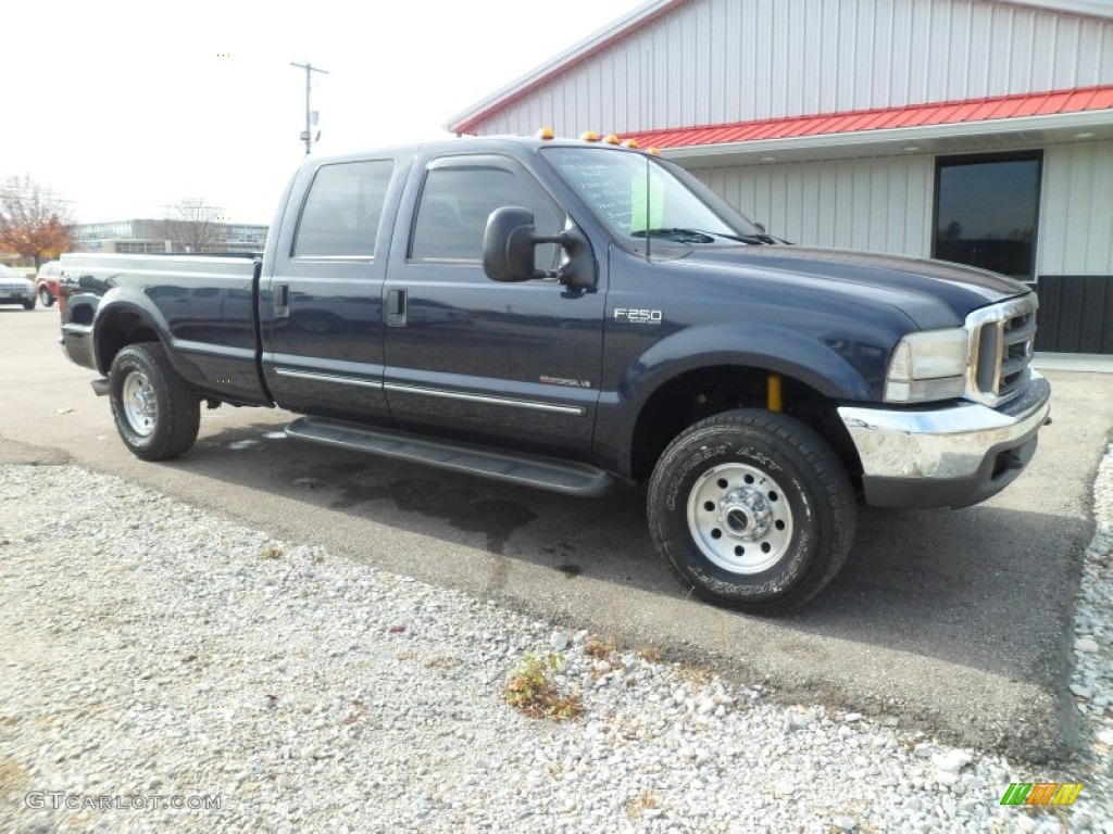 2000 F250 Super Duty XLT Crew Cab 4x4 - Deep Wedgewood Blue Metallic / Dark Denim Blue photo #7