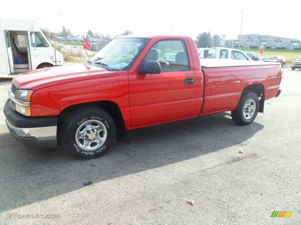 2003 Silverado 1500 LS Regular Cab - Victory Red / Tan photo #9