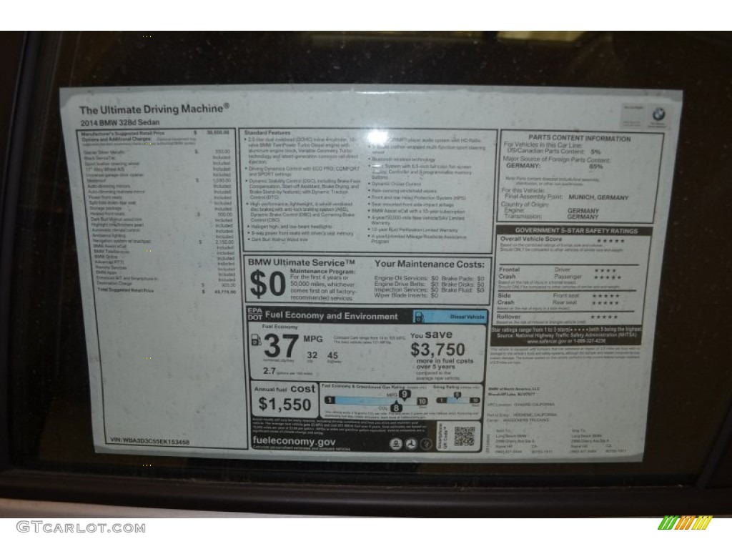 2014 3 Series 328d Sedan - Glacier Silver Metallic / Black photo #5