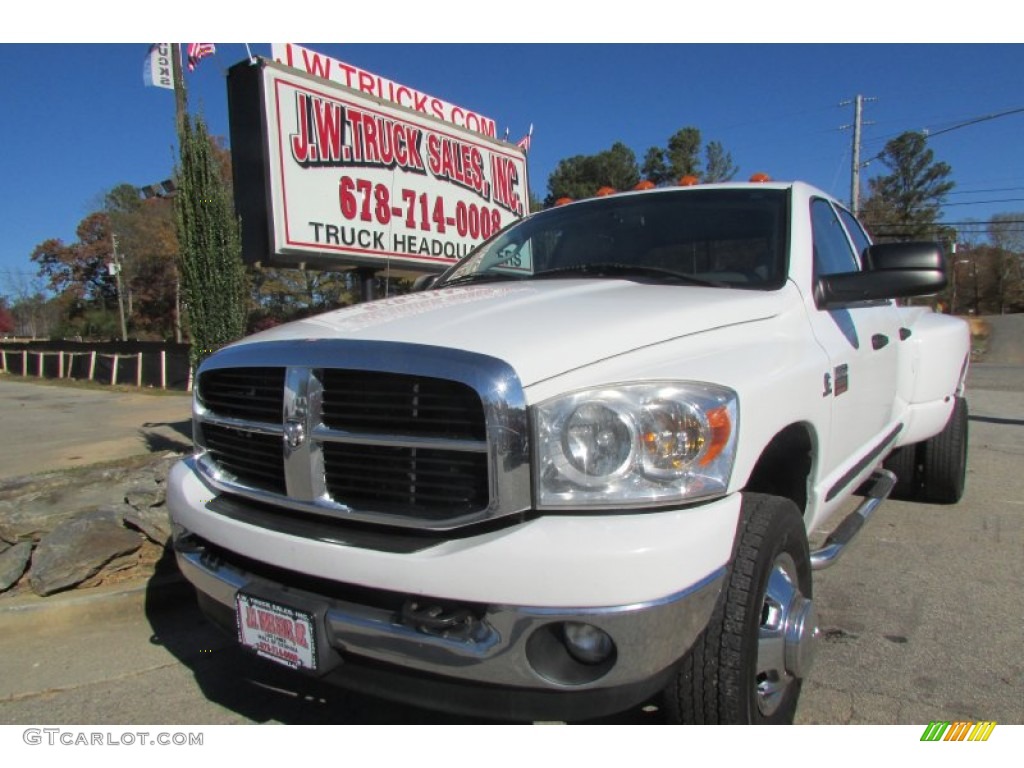 2007 Ram 3500 SLT Quad Cab 4x4 Dually - Bright White / Medium Slate Gray photo #2