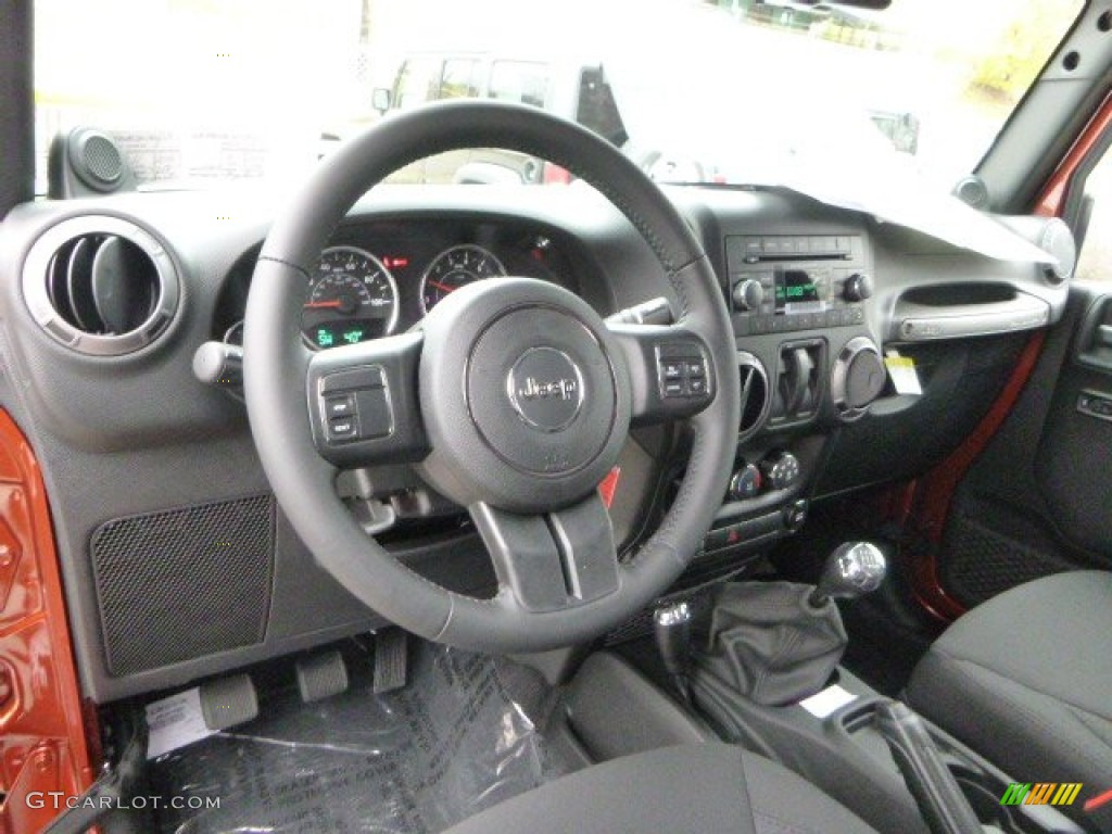 Black Interior 2014 Jeep Wrangler Sport 4x4 Photo #88097640