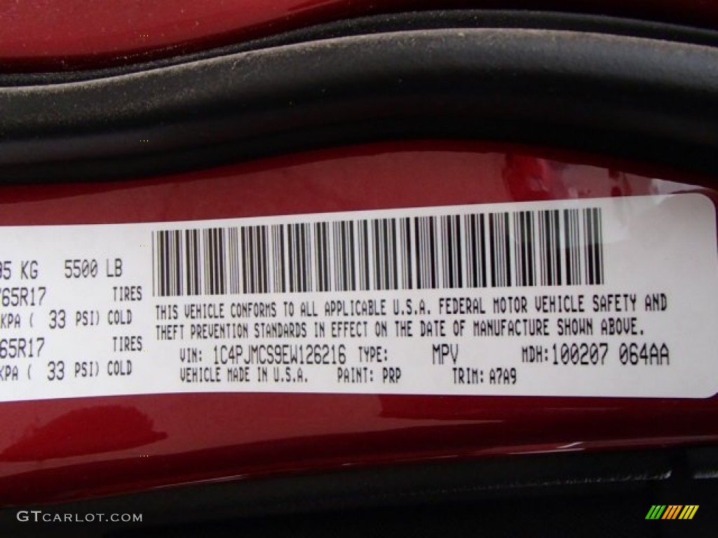 2014 Cherokee Color Code PRP for Deep Cherry Red Crystal Pearl Photo #88098891