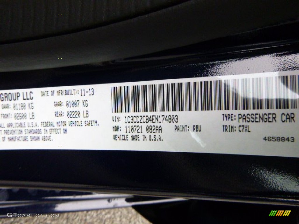 2014 Avenger Color Code PBU for True Blue Pearl Photo #88099489