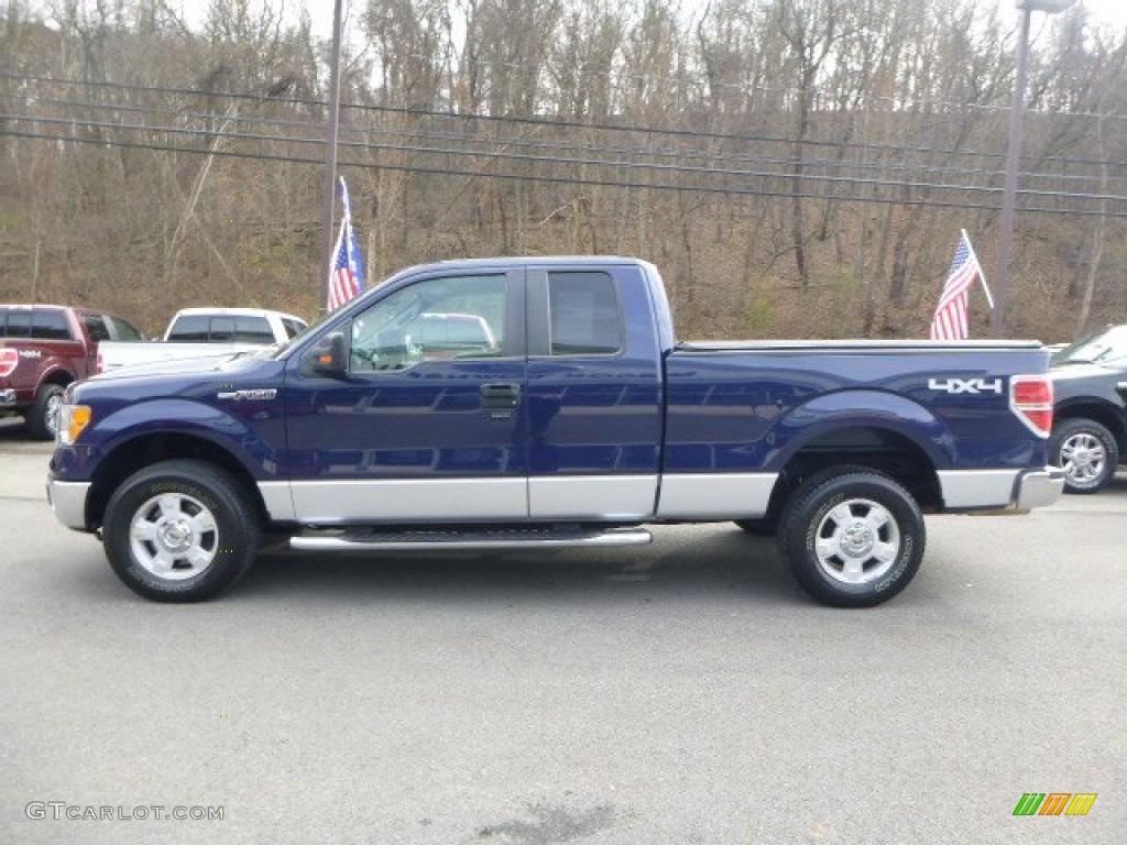 2010 F150 XLT SuperCab 4x4 - Dark Blue Pearl Metallic / Tan photo #5