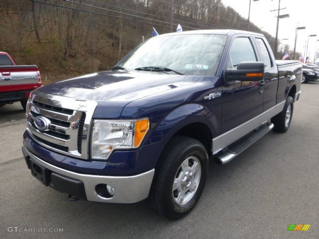2010 F150 XLT SuperCab 4x4 - Dark Blue Pearl Metallic / Tan photo #6
