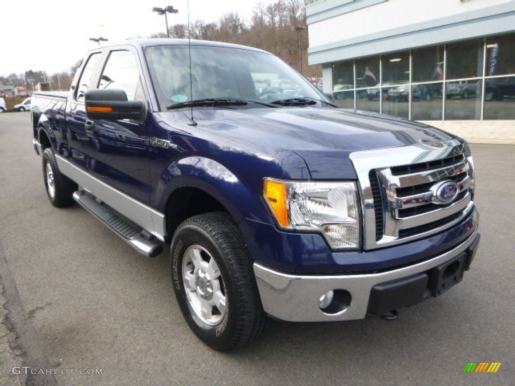 2010 F150 XLT SuperCab 4x4 - Dark Blue Pearl Metallic / Tan photo #8