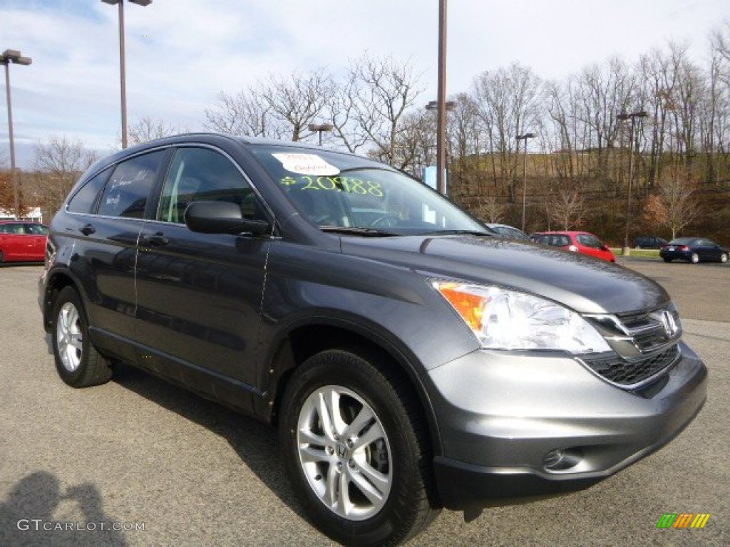 2011 CR-V EX 4WD - Polished Metal Metallic / Black photo #7