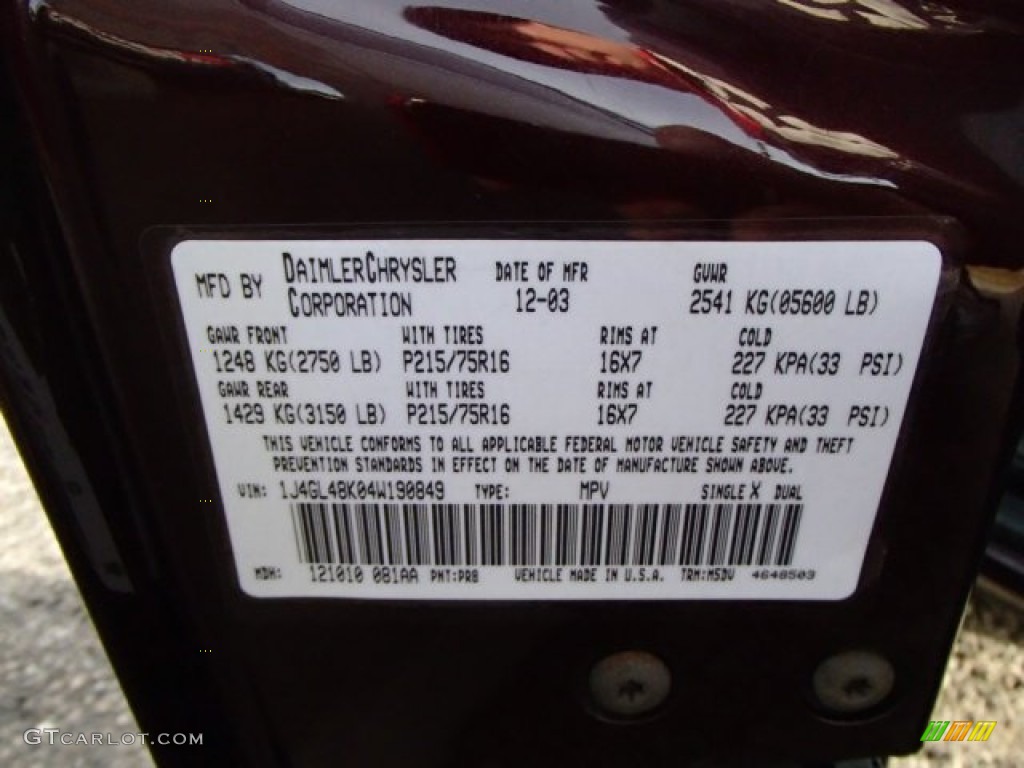 2004 Liberty Sport 4x4 - Deep Molten Red Pearl / Dark Slate Gray photo #15