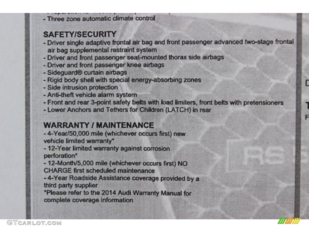 2014 Audi RS 5 Coupe quattro Window Sticker Photo #88117370