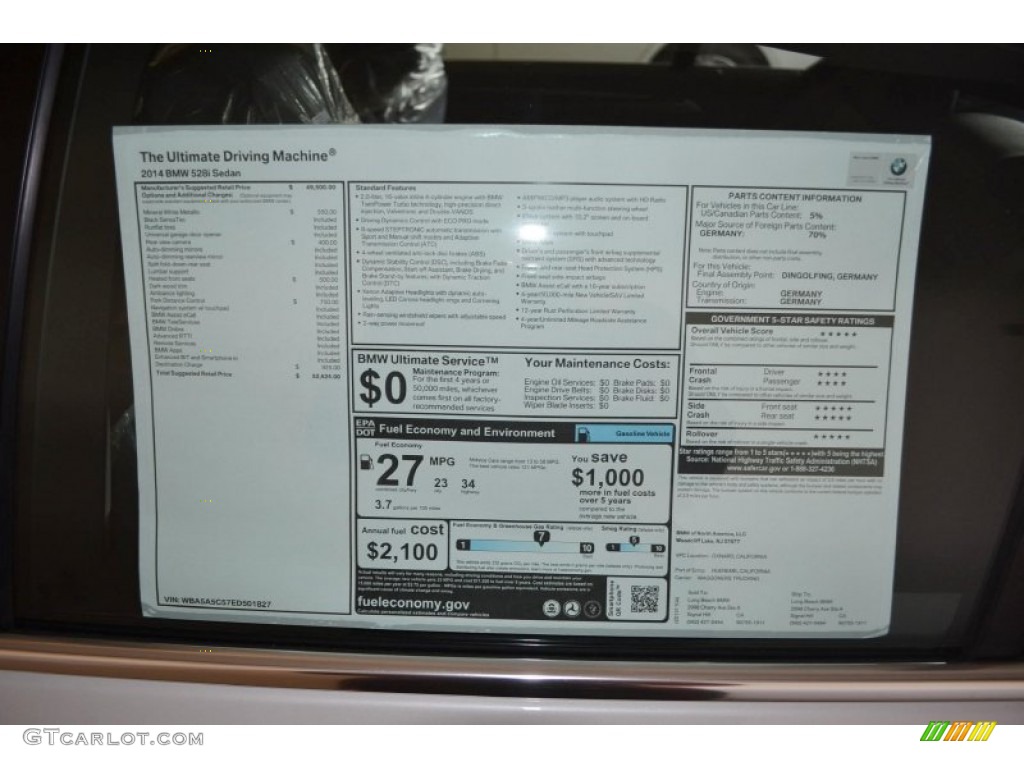 2014 5 Series 528i Sedan - Mineral White Metallic / Black photo #4