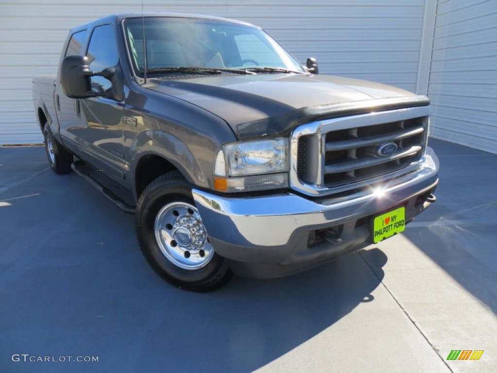 2002 F250 Super Duty XLT Crew Cab - Dark Shadow Grey Metallic / Medium Flint photo #1