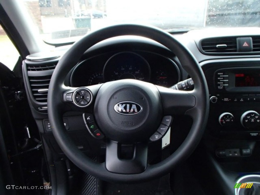 2014 Kia Soul 1.6 Black Diamond Woven Cloth Steering Wheel Photo #88128494