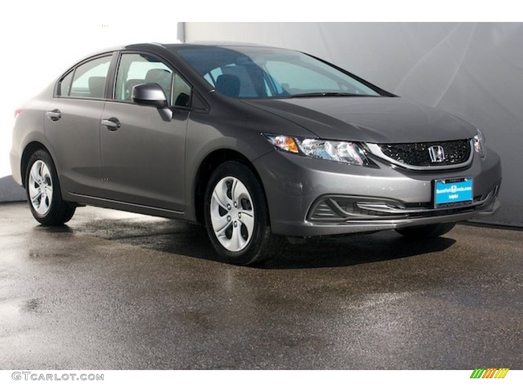 2013 Civic LX Sedan - Polished Metal Metallic / Gray photo #1