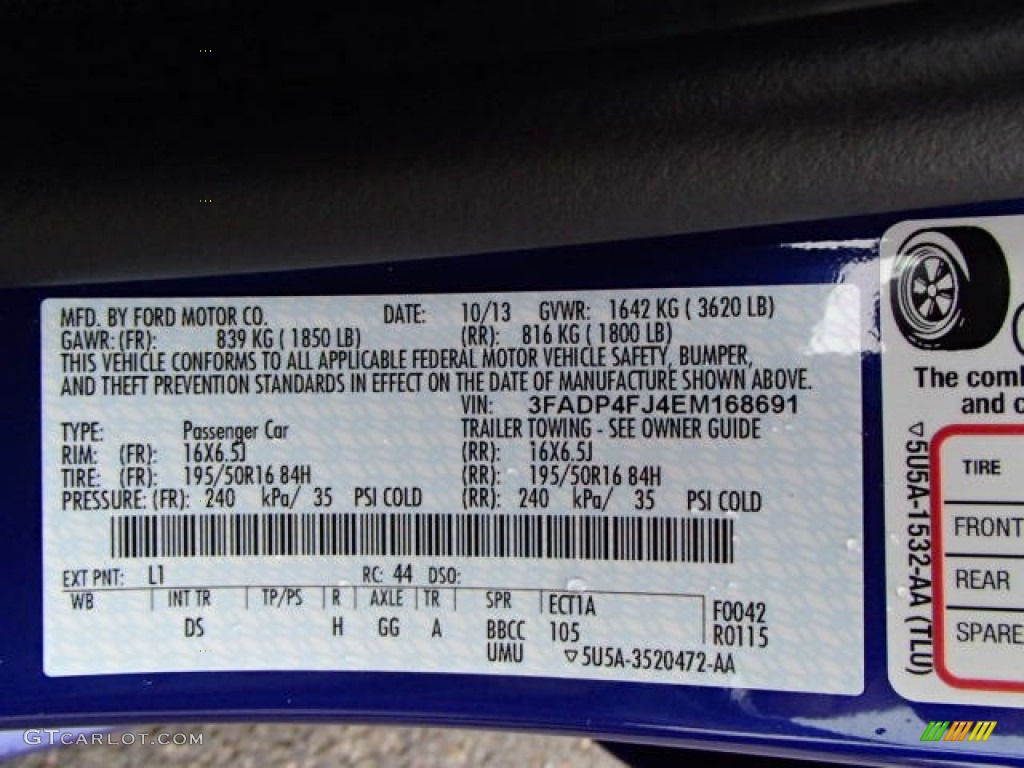 2014 Fiesta Color Code L1 for Performance Blue Photo #88133303