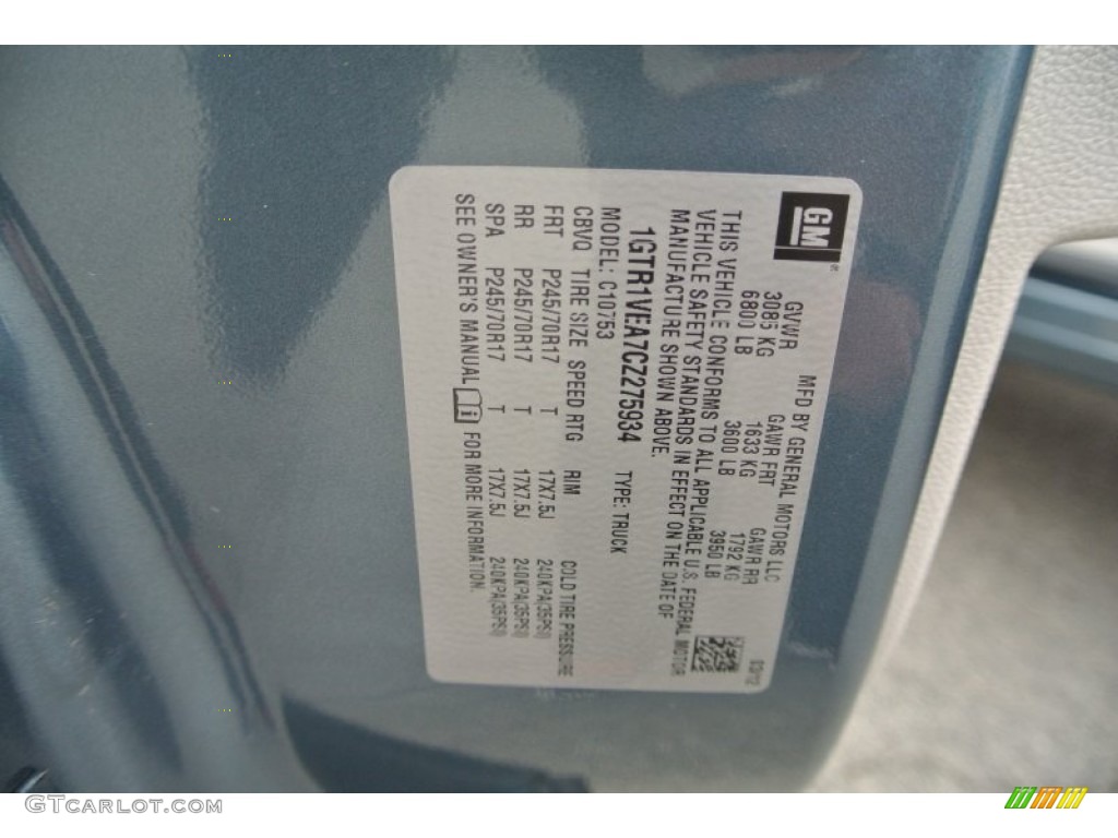 2012 GMC Sierra 1500 SLE Extended Cab Info Tag Photos