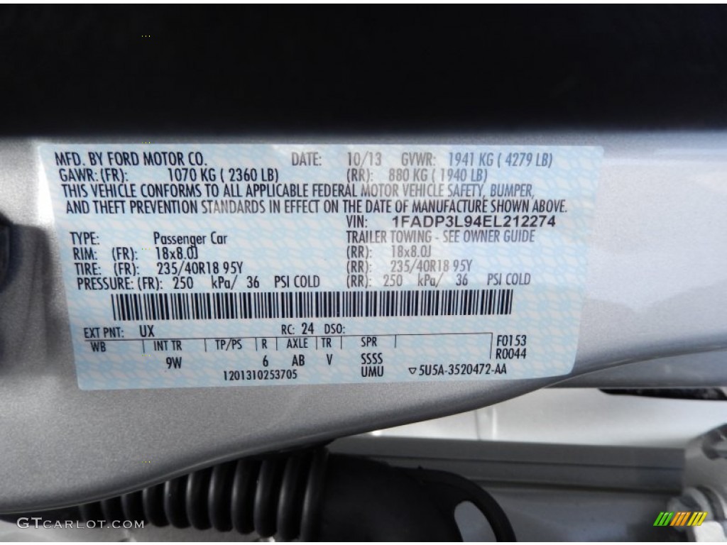 2014 Ford Focus ST Hatchback Color Code Photos