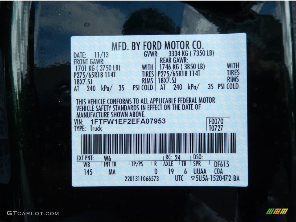 2014 F150 Color Code W6 for Green Gem Photo #88143194