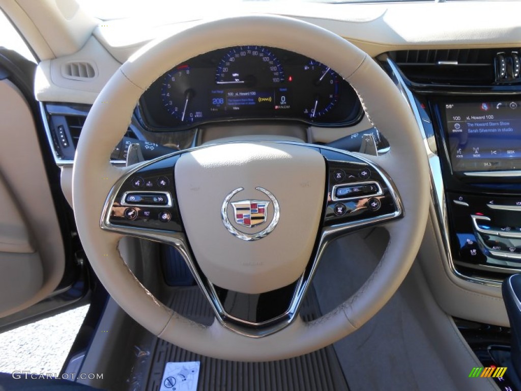 2014 Cadillac CTS Luxury Sedan AWD Light Cashmere/Medium Cashmere Steering Wheel Photo #88145489