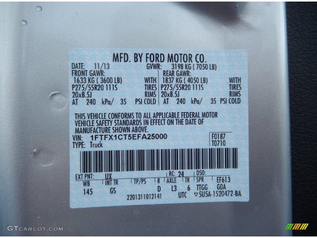 2014 F150 Color Code UX for Ingot Silver Photo #88146005