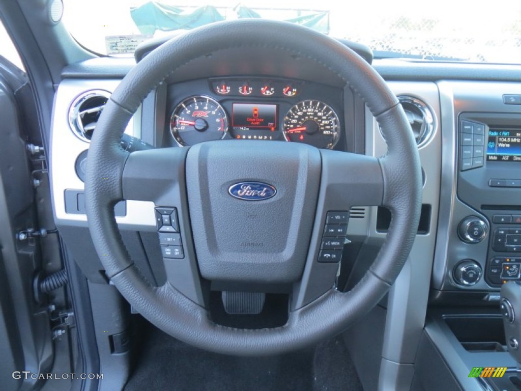 2014 Ford F150 FX4 SuperCrew 4x4 Black Steering Wheel Photo #88146536